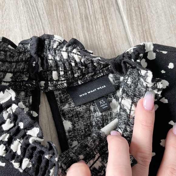 [WhoWhatWear] Puff Sleeve Splatter Print Dress - Picture 7 of 9